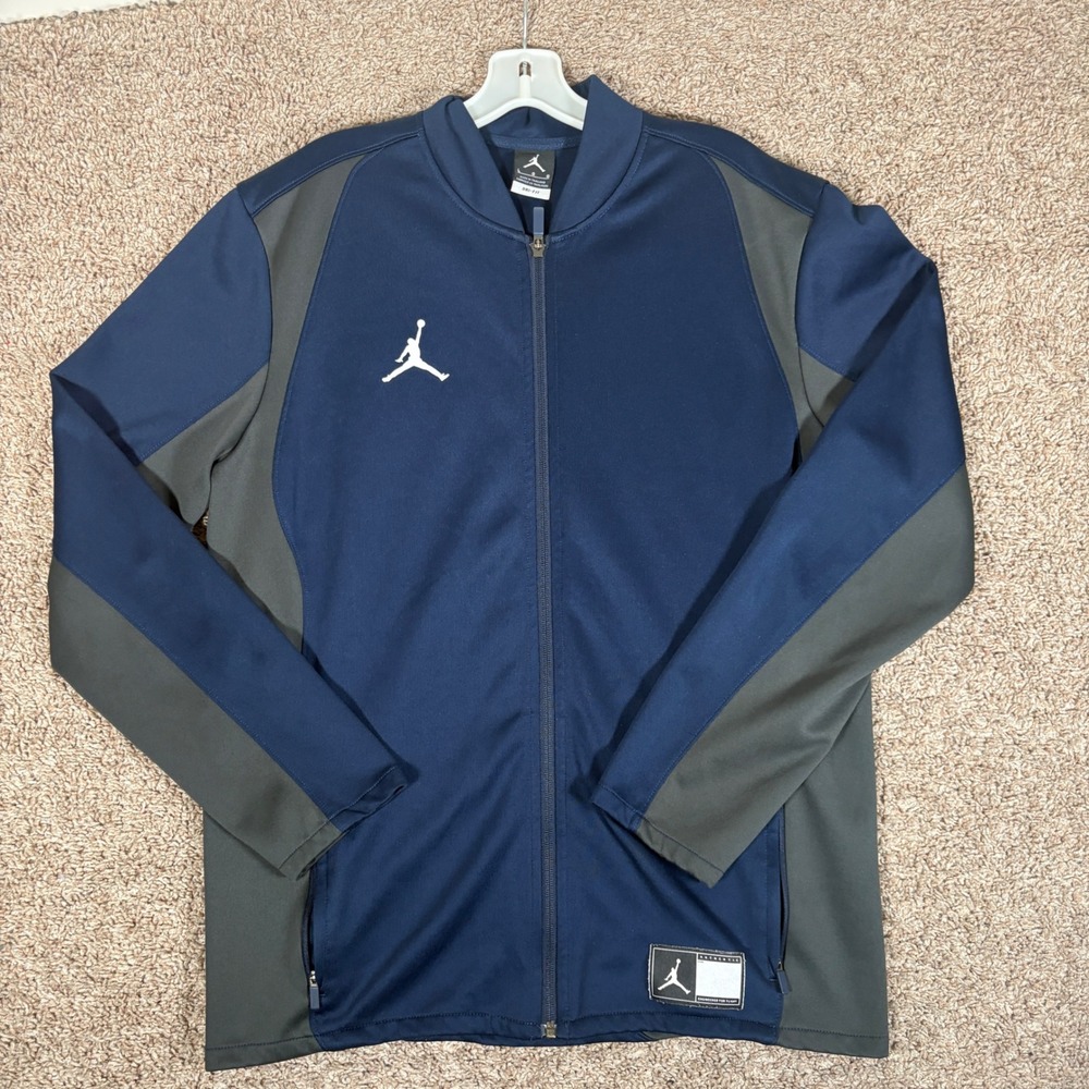 Jordan Mens Dri-FIT Full Zip Track Jacket Navy Blue Grey Jumpman 924707-419 L
